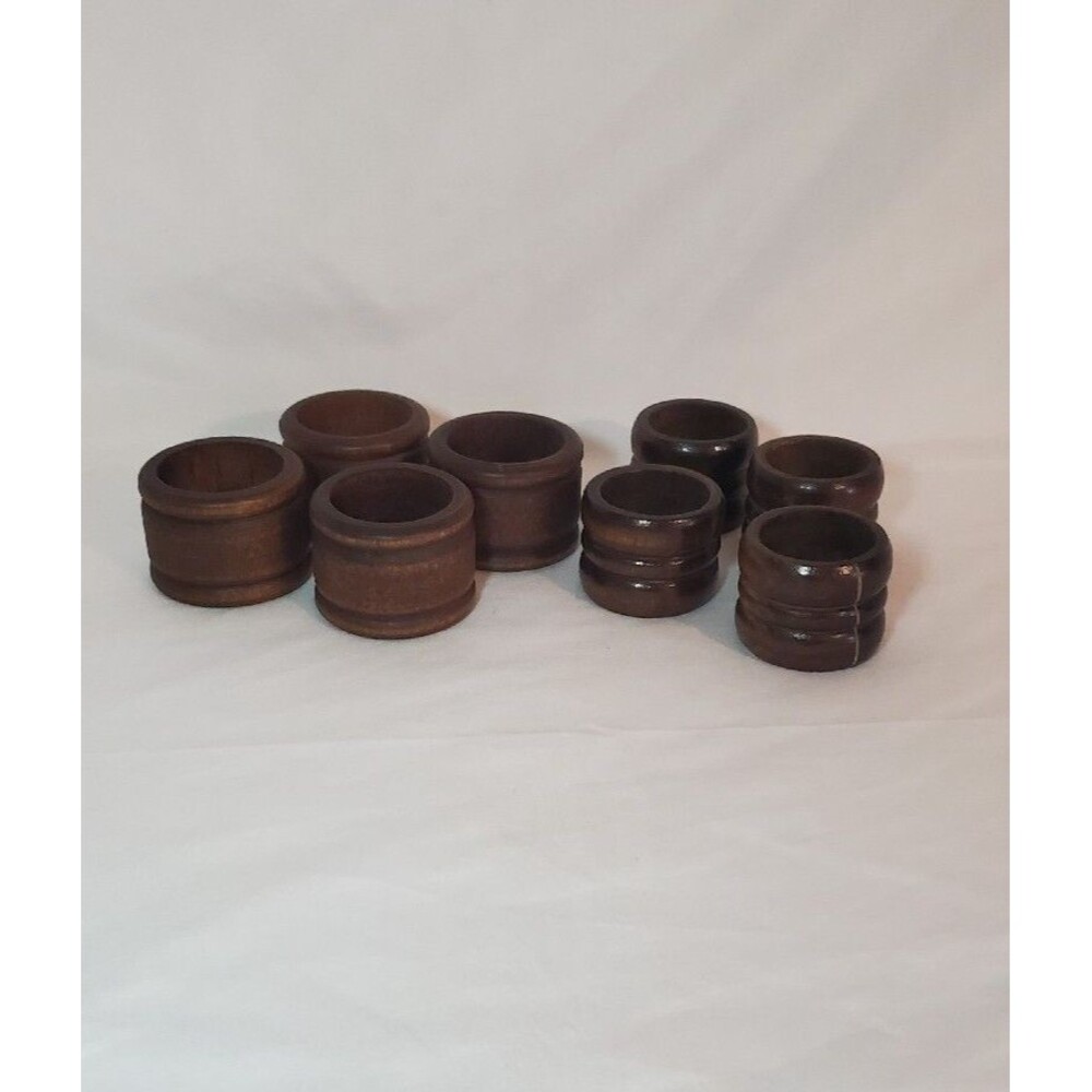 Napkin Rings 2 Sets of 4 Round Wood Boho Rustic Vintage